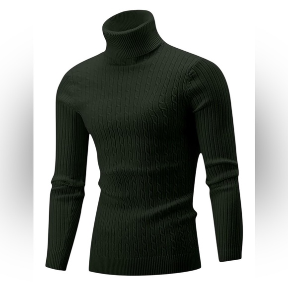 Cable Knit Turtleneck Cardigan Sweater Pullover Black Big Tall Men Size 2X NWT - Picture 5 of 10